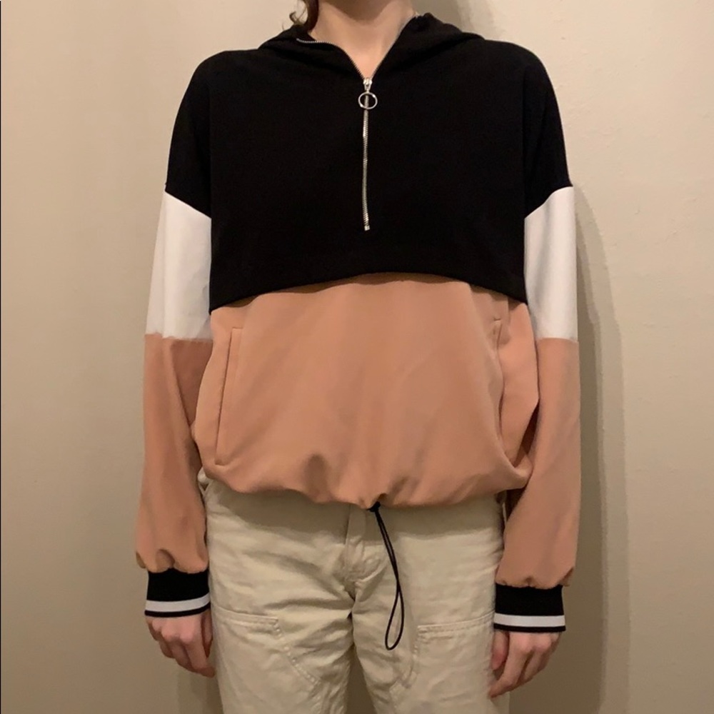 Zara color block long sleeve pullover top